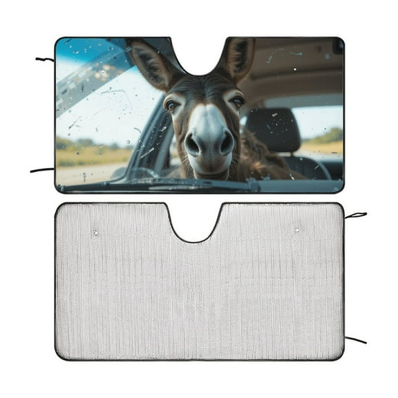 Funny Donkey Windshield Sun Shade for Car SUV Truck, Car Sun Shade Windshield, Car Shades for Front Windows, Sunshade for Car Windshield, Protector Blocks UV 51"x28"