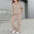 thumbnail image 2 of Mercatoo Girls Boys 2 Piece Tracksui𝐭 Wide Leg Sweatpants & Hooded Sweatshirt Elastic Waist Baggy Straight Leg Pants Athletic Outfits, 2 of 7
