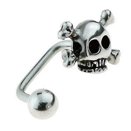 Body Accentz 316L Surgical Steel LIPPY Loop W/Skull 16 Gauge 5/16" bar