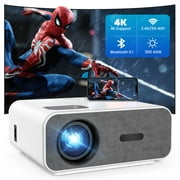 4K Support Projector with Wifi and Bluetooth, HOMPOW Portable Mini Projectors for Outdoor ,  Movie Projector ,1080P Home Theater Video Projector