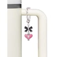 thumbnail image 3 of Delight Jewelry Silvertone Hot Pink Enamel Heart with Cutout - Silvertone Black Bow Charm Accessory for Tumblers and Thermal Cups, 3 of 4