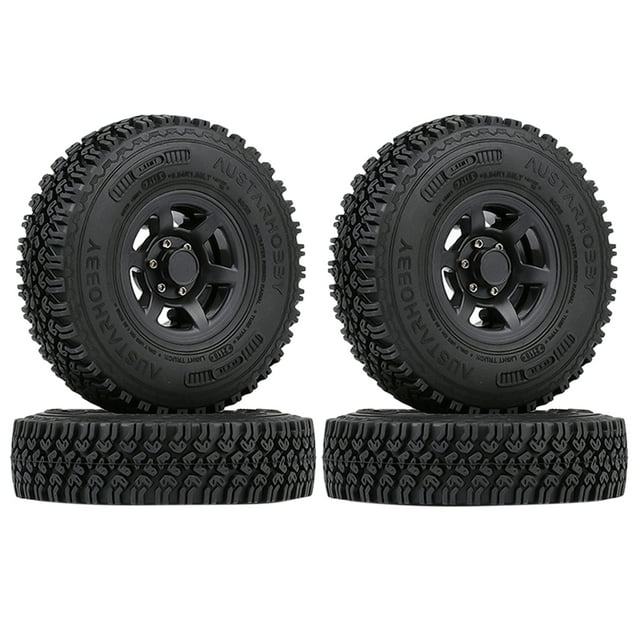 Láminas de Automóviles 4 Piezas, Neumáticos de Goma para Neumáticos Y Ribete de Rueda para 1:10 Carreras de Automóvil Cami Negro Baoblaze Ruedas y neumáticos RC