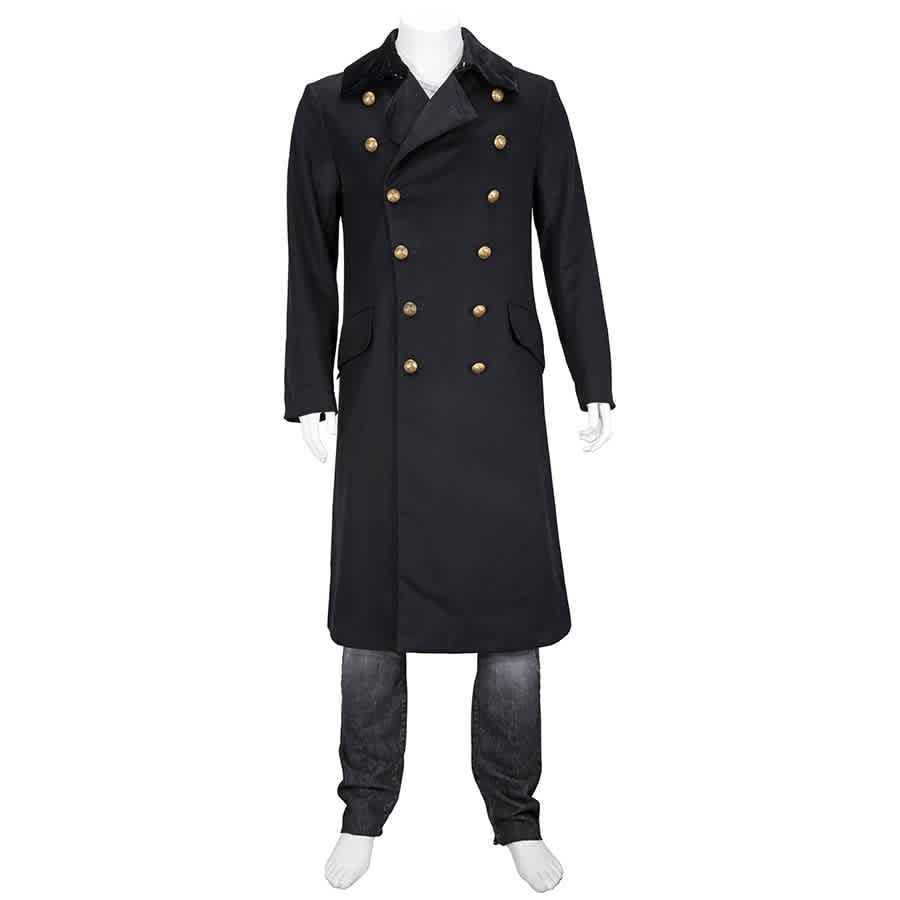 Burberry Men's Velvet Collar Doeskin Wool Double-breasted Military Coat,  Brand Size 46 (US Size 36) 