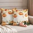 thumbnail image 2 of Thanksgiving Pumpkin Pillow Covers 2 Pack Maple Leaves Retro Letter Texture Pillowcase Waterproof Outdoor Throw Pillow Cover for Patio Garden Square Cushion 18”x18”, 2 of 9