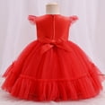 thumbnail image 4 of Felwors Bébé Filles Volant Manches Fleurs Imprimé Princesse Robe Robe de Princesse en Mesh Robe de Spectacle Robe, 4 of 7