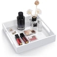 thumbnail image 1 of Home Decorative Coffee Table Tray, 10"x10" Elegant Acrylic Serving Trays with Handles Works for Eating, Breakfast, Makeup Drawer Organizer,Bathroom Vanity Table,Ottoman Tray, Black, 1 of 5