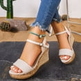 thumbnail image 5 of Ticikt Women's Wedge Platform Sandals, Espadrille Dressy Comfortable Summer Open Toe Ankle Strap Buckle Women Sandal, 5 of 9