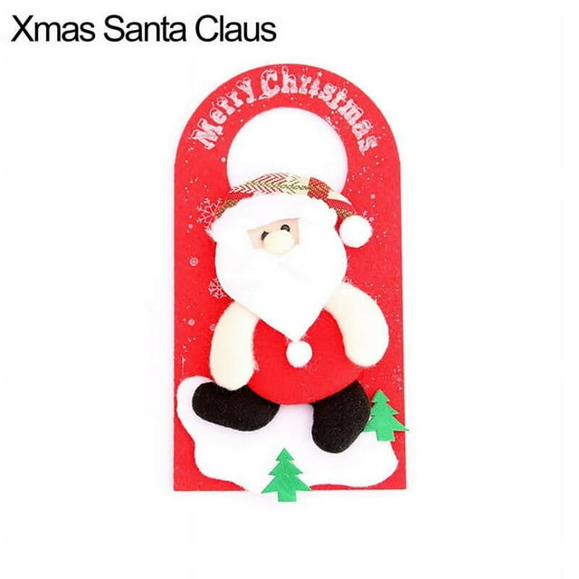 Door Sign Christmas Snowman Pattern Door Sign with Hanging Hole Flannel Porch Party Sign Plate for Gifts