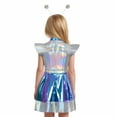 thumbnail image 5 of HCNTES Girls Alien Fancy Dress Outer Space Man Roleplay Outfits Metallic Dress With Alien Hair Hoop(6-7 Years,S4-Green), 5 of 6