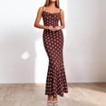 thumbnail image 5 of Xdegoge Prom Dresses for Women Slim Fit Spaghetti Strap Cowl Neck Maxi Dress Polka Dot Mermaid Ruffle Hem Evening Dresses Formal Wedding Guest Party, 5 of 7