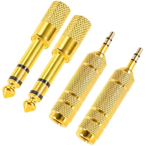 ccwonima 4 Pack Headphone Jack Adapter - 3.5mm (1/8 inch) Male to 6.35mm (1/4 inch) Female and 6.35mm (1/4) to 3.5mm (1/8) Audio Adapter for Player, Headphone, Guitar Amplifier