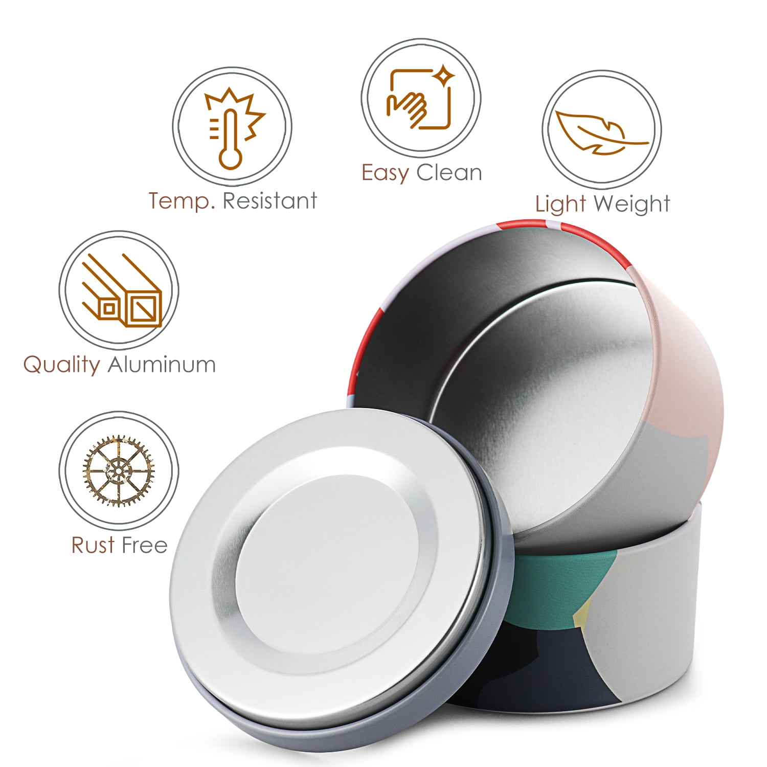 Hearth & Harbor 8 Oz, 24 Pack Abstract Shapes DIY Candle Containers with Lids - Tin Candle Jars for Making Candles - Metal Candle Jars - Bulk Tins Storage for Candle