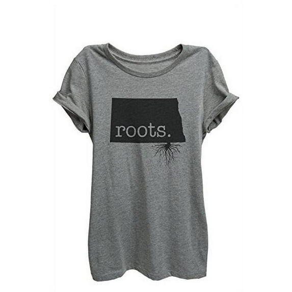 Home Roots State North Dakota Womens Relaxed T-Shirt Tee Heather Grey - 2XL