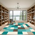 thumbnail image 2 of ODIKA 8'x10' Machine Washable Non-Slip Area Rug, Geometric Teal High Traffic Rug, Blue, 1020729, 2 of 7