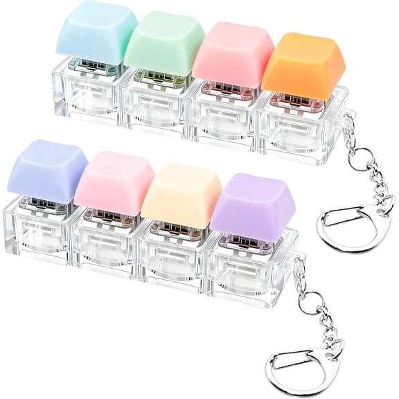 2 PCS Keyboard Fidget Toy, Keyboard Fidget Keychain 4-in-1 Keyboard Decompression Button Finger Clicker Toys, Button Stress Relief Fidget Gifts to Relief Stress