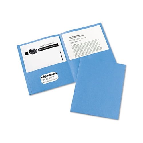 Two-Pocket Folder 40-Sheet Capacity, Light Blue, 25/Box
