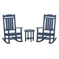 POLYWOOD 3-Piece Polyethylene Rocker Outdoor Patio Dining Set, Navy