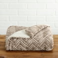 thumbnail image 2 of Great Bay Home Sherpa Fleece and Velvet Plush 50" x 60" Throw Blanket Taupe | Thick Blanket for Fall and Winter | Cozy, Soft, and Warm Fleece Throw Blanket | Cielo Collection, 2 of 3