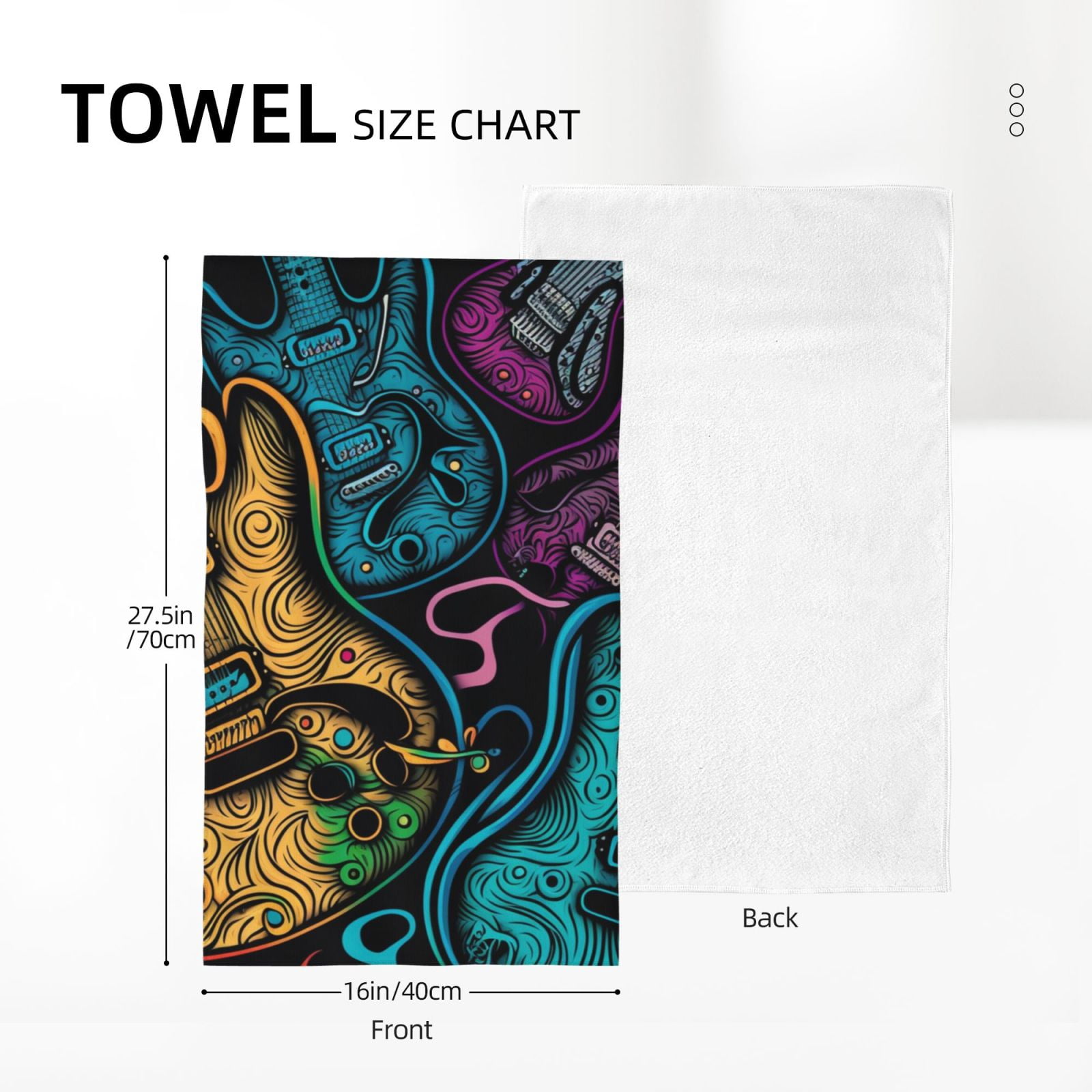 Electric Guitars Rock Music Colorful 27.5" x 16" Ultra Soft Hand Towel, Face Wash Cloth for Bathroom, Gym, Travel, Pool
