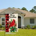 thumbnail image 2 of JOOCAR Merry Christmas Cardinal Garden Flag with Red Bird, Pinecones, and Snowflakes for Winter Christmas Home Outdoor Garden Yard Door Decor 12x18 inch, 2 of 5
