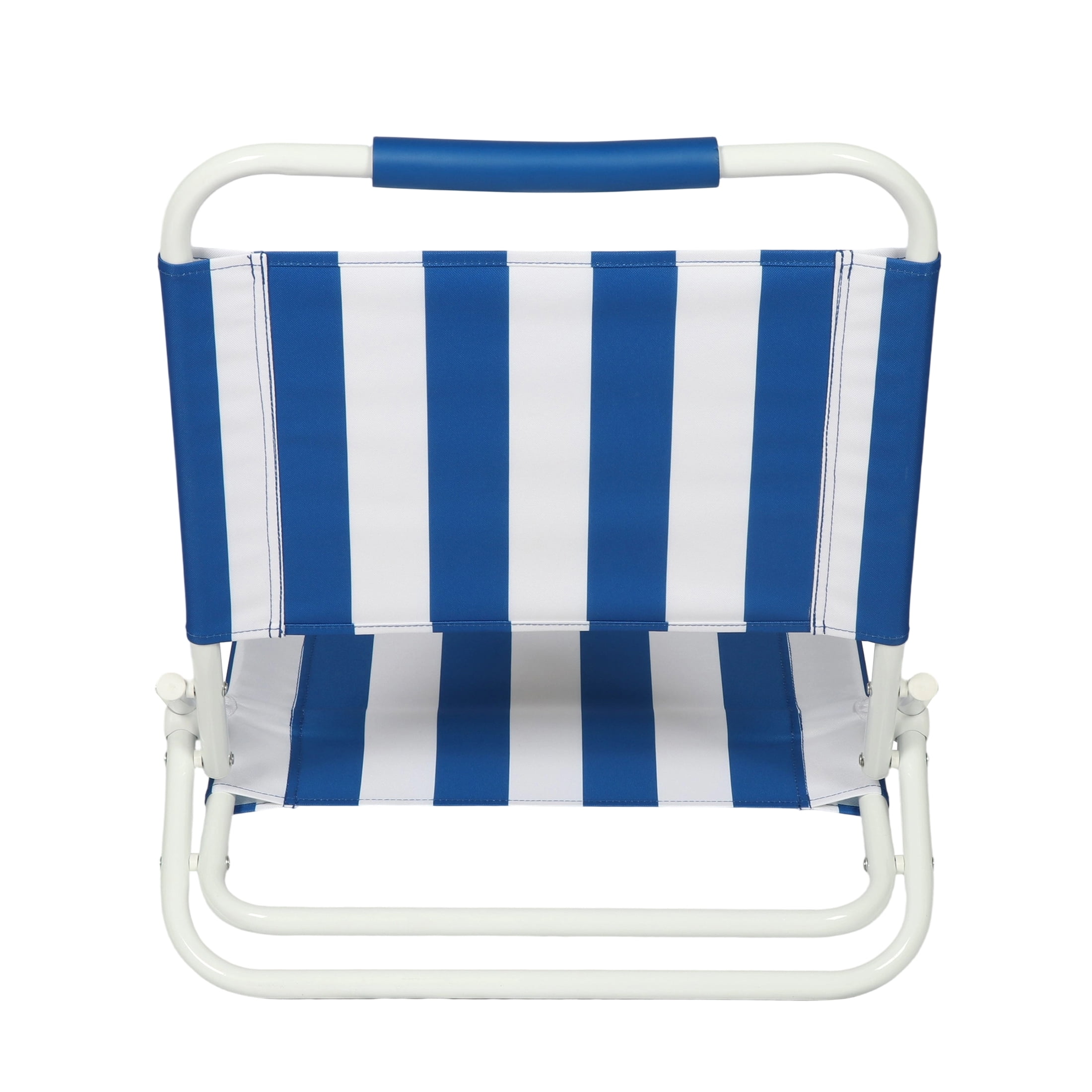 Mainstays Beach Sand Chair, Low  Profile, Blue and White Stripe