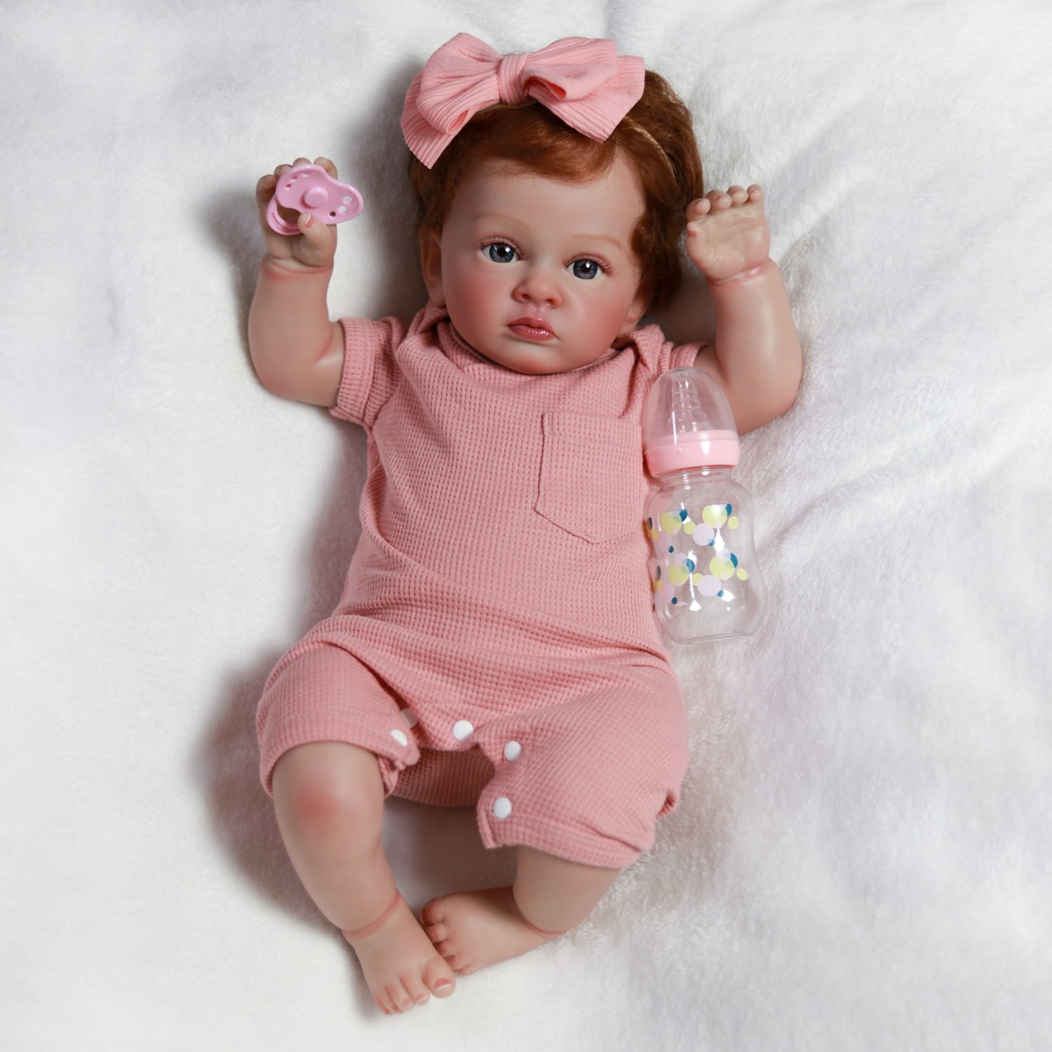 PYD 22in Realistic Reborn Baby Dolls Girl  Soft Cloth BodyHandmade Lifelike Adorable Newborn Girl Gift