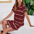 thumbnail image 2 of Women's Nightdress Cotton Sleep Short Sleepwear Sleeves Sleepshirt Knit Stripes Nightshirt T-Shirt Nightgown, 2 of 5