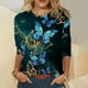 thumbnail image 2 of Mujeres 3/4 mangas camisas casuales pulóver suelta túnica Tops estampado O-cuello blusa Fridja hkj680, 2 of 5