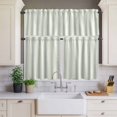 thumbnail image 4 of 3 Piece Kitchen Curtains and Valances Set Green Stripe Cafe Curtains 36 Inch Length Modern Farmhouse Geometric Striped Valance & Tier Curtain for Living Room Bedroom Small Window 54"x18"+27"x36"*2, 4 of 6