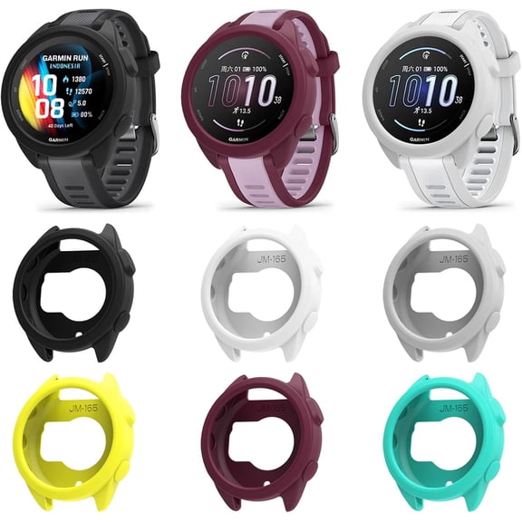 6 Pack Watch Cases Cover Compatible with Garmin Forerunner 165 Silicone Protective Case Shell Smartwatch Accessories