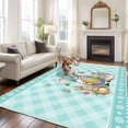 thumbnail image 2 of Spring Easter Area Rugs 5'x8', Small Throw Rugs for Classroom Bedroom, Cute Rabbits Gnomes Eggs Bees Flowers Blue Green Indoor Outdoor Rug Non-Slip Low Pile Carpet Runner Reversible Floor Mats, 2 of 8