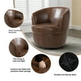 thumbnail image 3 of DREAMSIDEA Swivel Club Barrel Chair, PU Leather Swivel Accent Chair Upholstered Barrel Armchair for Living Room Modern Round Club Chair High Back- Coffee, 3 of 5