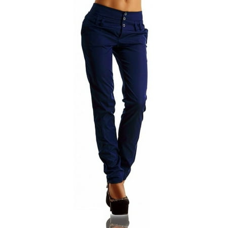 Women Trousers - ZANZEA Women Slim Buttons Skinny Thin Trousers