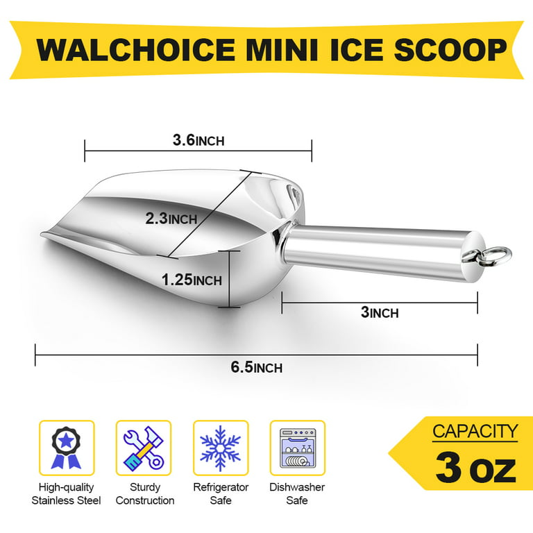LIANYU 4-Piece Mini Ice Scoop Set, 3 Ounce Stainless Steel Scoop, Small  Metal Food Scoops for Candy Flour Sugar, Utility Scoop for Canisters  Kitchen