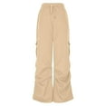 thumbnail image 5 of Women's Athletic Cargo Pants With Elastic High Waist Drawstring Multi-Pocket​​, 5 of 6