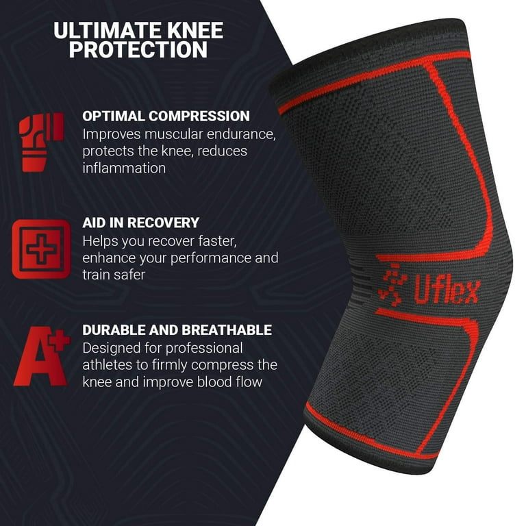 UFlex Knee Compression Sleeve Support for Women & Men - 2 Pack Small