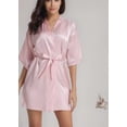 thumbnail image 2 of Batas Para Novias Damas Bordada Suave Pijamas Satin Camisón Modelo Rosa Talla M, 2 of 4