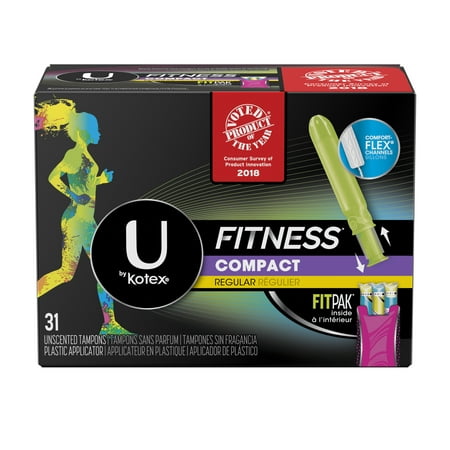 U by Kotex Fitness Tampons with FITPAK, Regular Absorbency, Unscented, 31 (Whats The Best Tampon)