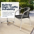 thumbnail image 4 of Emma + Oliver 27.5" Square Aluminum Table Set-2 Black Rattan Chairs, 4 of 13