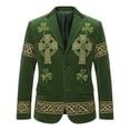thumbnail image 6 of CONZONE St. Patrick's Day Mens Corduroy Blazer Casual Suit Jacket for Men Clover Embroidery Two Buttons Elegant Slim Fit Dress Jacket for Performance,Prom,Wedding, 6 of 6