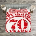 thumbnail image 3 of Ambesonne 70th Birthday Quilted Bedspread Set 3 Pcs, 70 Years Old Congrats, King Size, White Red, 3 of 3