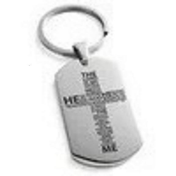 Tioneer Stainless Steel The Lord Is My Shekherd Psalm 23:1-4 Engraved Dog Tag Celtic Keychain