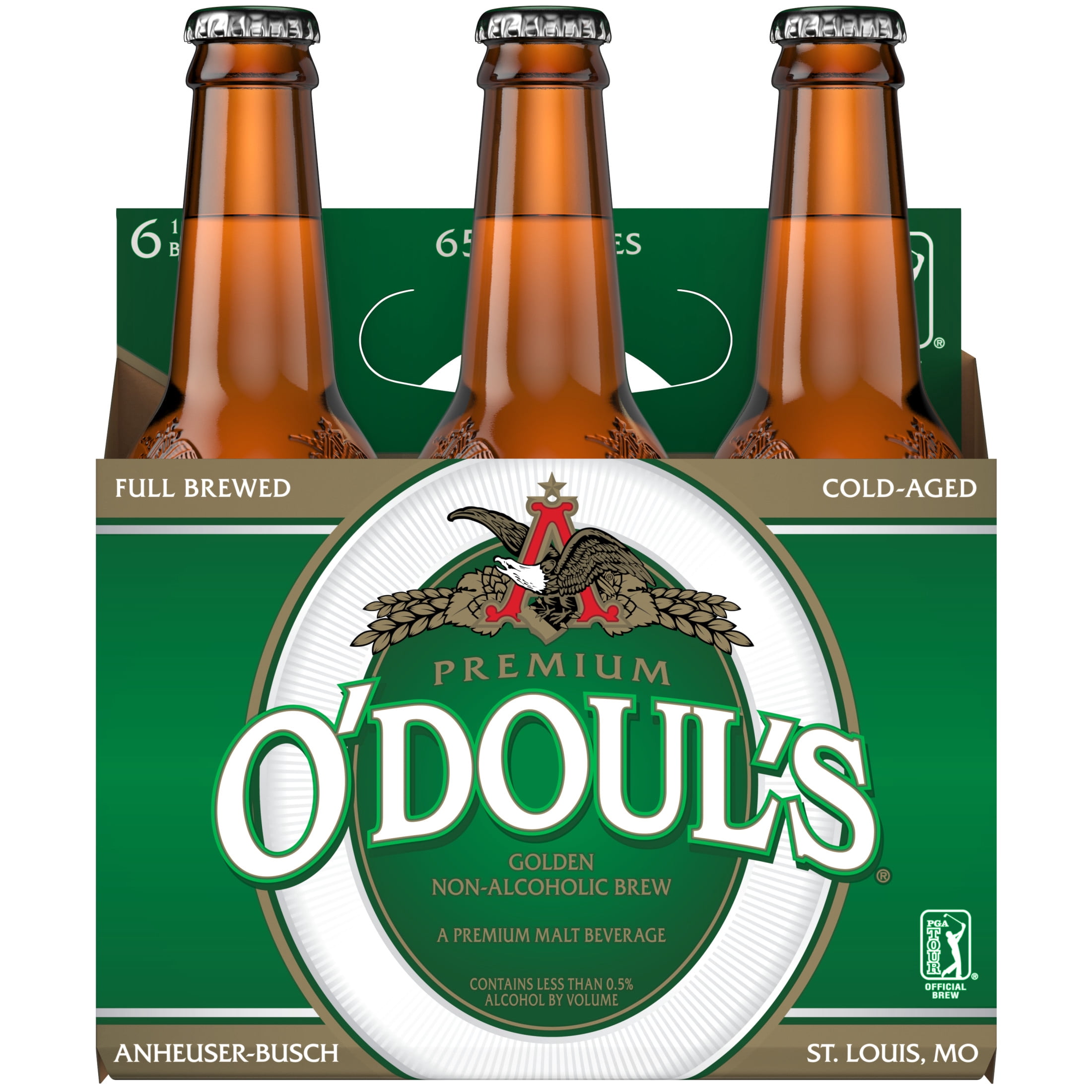 O'Doul's Premium Golden Non-Alcoholic Brew, 6 pack 12 fl. oz. Glass Bottles, 0.5% ABV