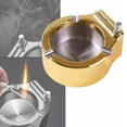 thumbnail image 4 of Cendrier avec Briquet Rétro en Métal avec Dix Mille Matchs Porte-Cendres Multifonction Doré, 4 of 9