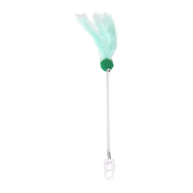 Varita interactiva para gatos, juguete ligero para mascotas, suministros interactivos con plumas Verde