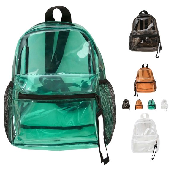 UJNDER Transparent Clear Jelly Backpack for Summer Travel and Beach Trips Water-resistant Daypack with Multiple Compartments School Backpack for Girls,02_Green,Mid