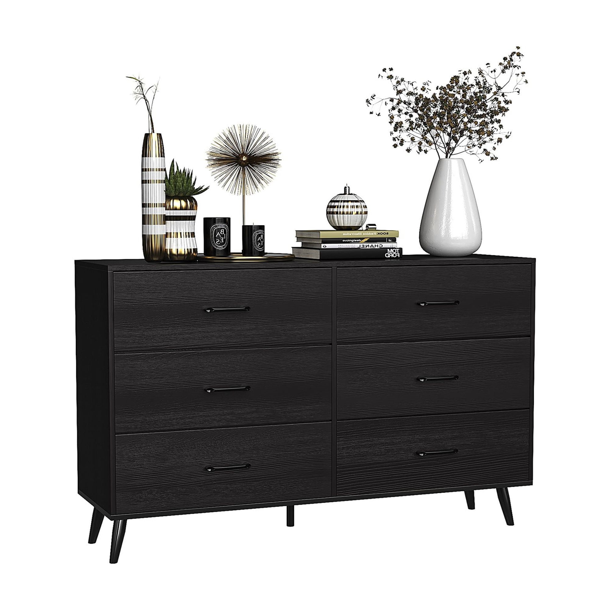 YYAo Wooden Nursery Dresser, 6-Drawer Chest of Drawers for Bedroom, 6 Drawer Long Dresser for Kids Room, Living Room, Black YYAo Wooden Nursery Dresser, 6-Drawer Chest of Drawers for Bedroom, 6 Drawer Long Dresser for Kids Room, Living Room, Black
