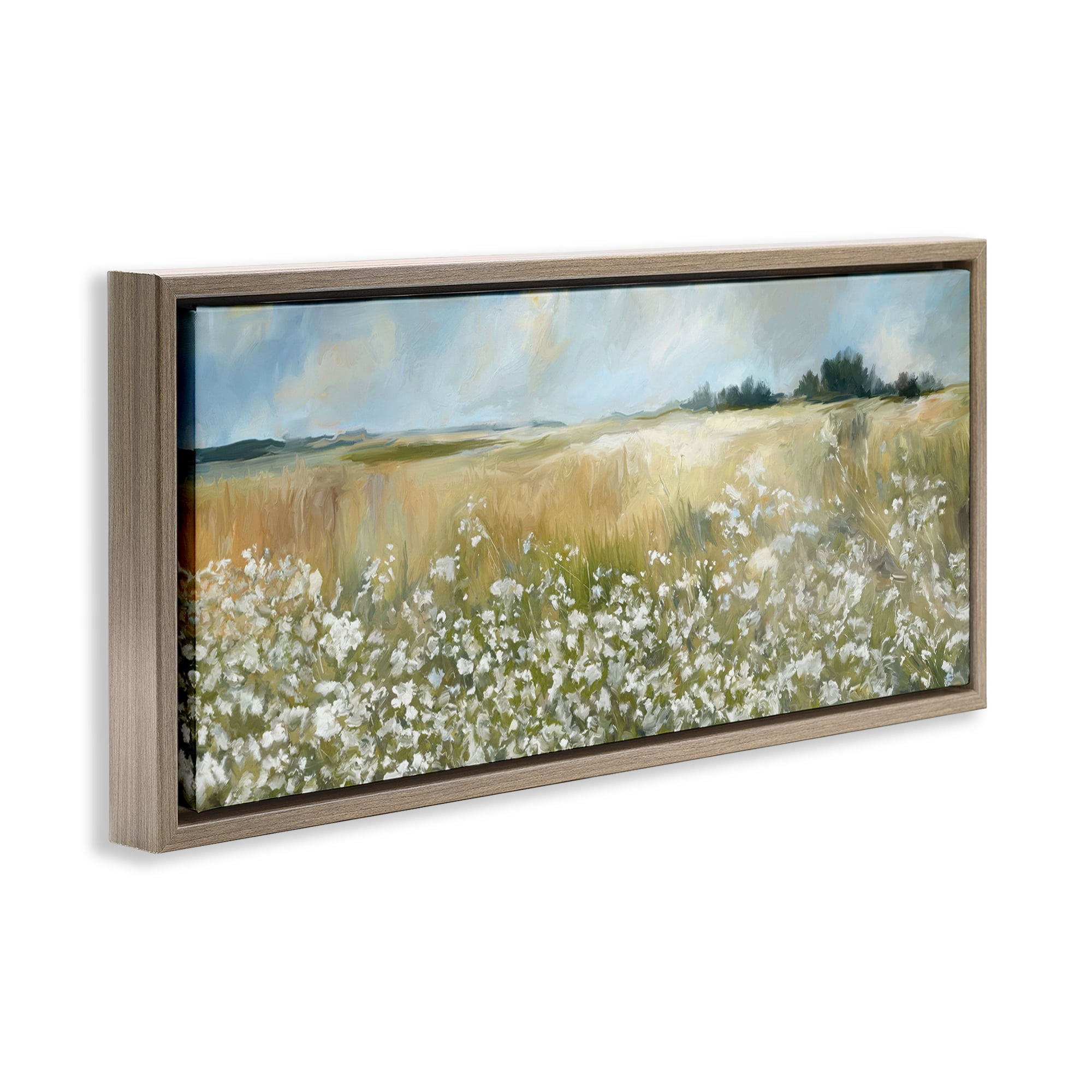 Stupell Industries Panoramic Prairie Horses Landscape & Nature Photography Brown Floater Framed Canvas Art Print Wall Art, 25 x 11