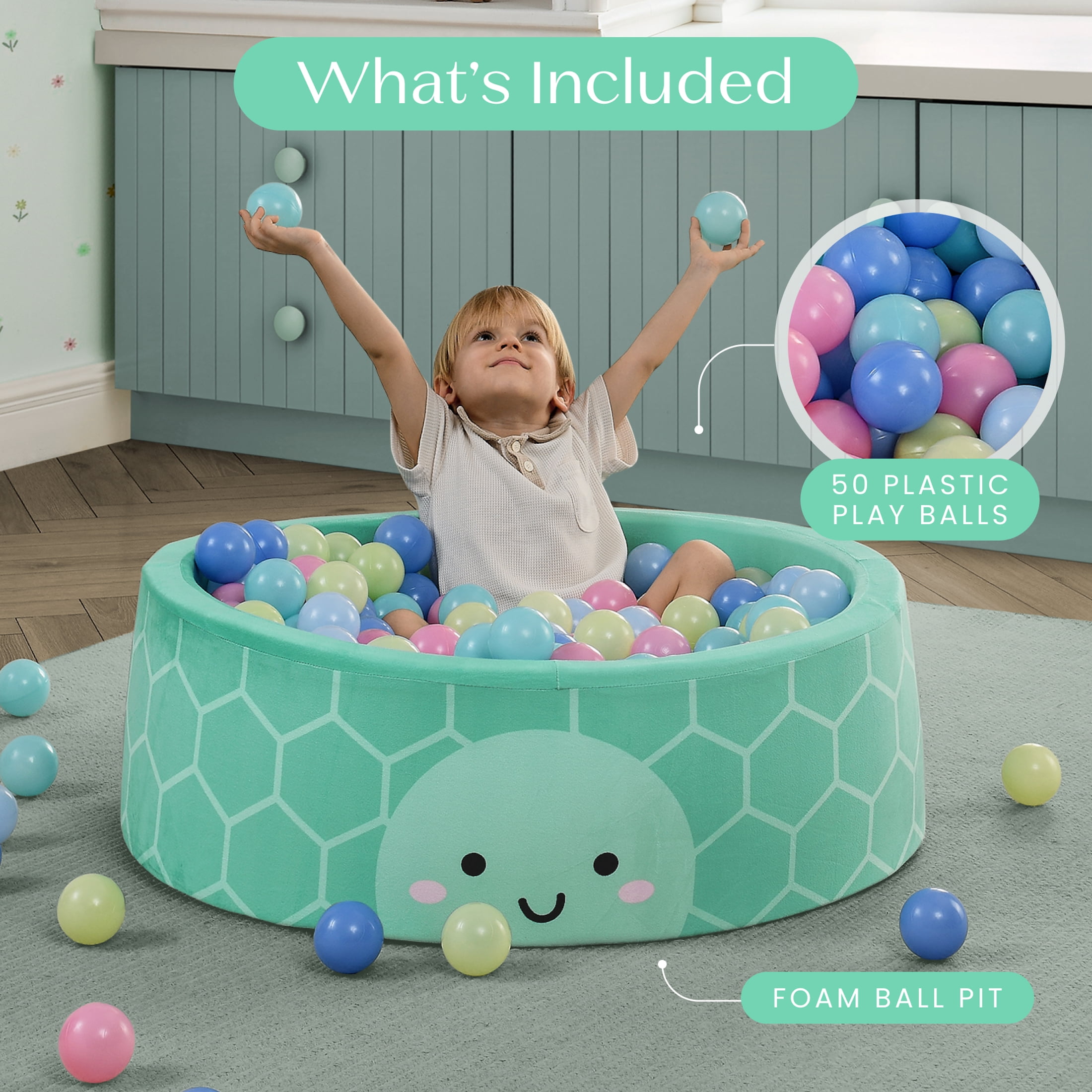 Delta Children Turtle Soft Ball Pit with 50 Play Balls