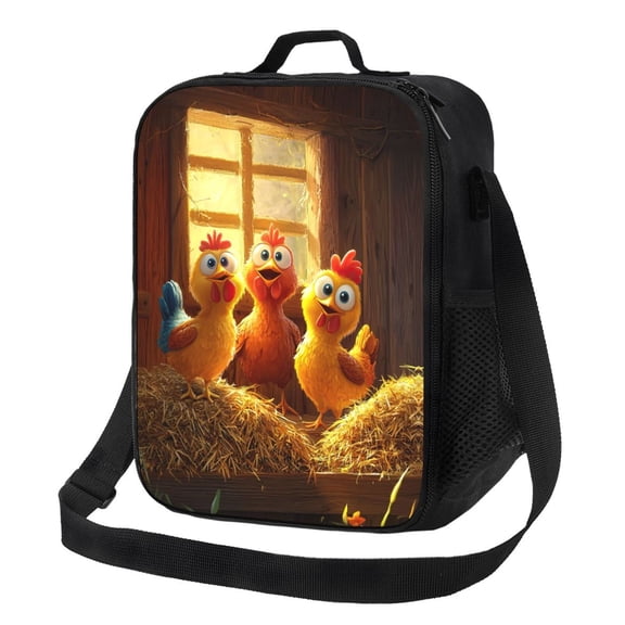 Chicken Lunch Bag Reusable Lunch Box Insulated Tote Bag with Adjustable Shoulder Strap